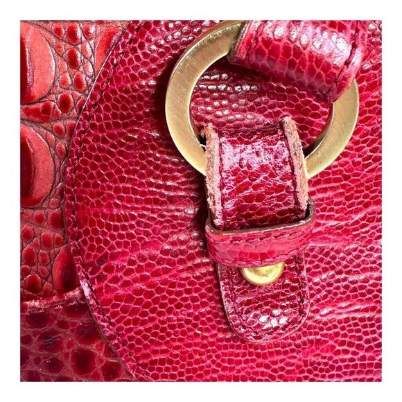 Brahmin Croc Rosetta Merlot Ombre Melbourne Red Leather Satchel Purse Dust Bag - Picture 8 of 12